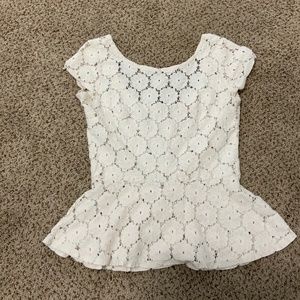 EYESHADOW Lace scoop neck babydoll shirt